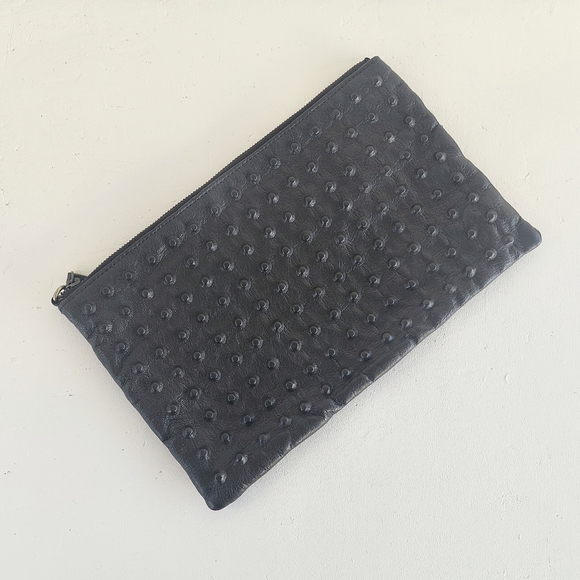 TOP SHOP | Black Leather Studded Clutch Bag Purse